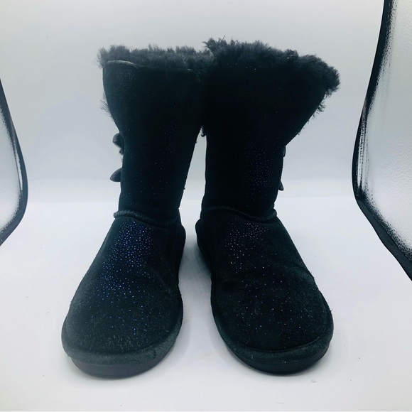 Bearpaw black suede with blue specs winter fashion boots Abigail Size 7 - Picture 3 of 11